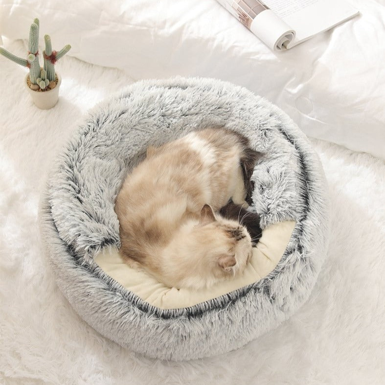 Nuopets Cat Bed Plush Warm Round Pet Bed