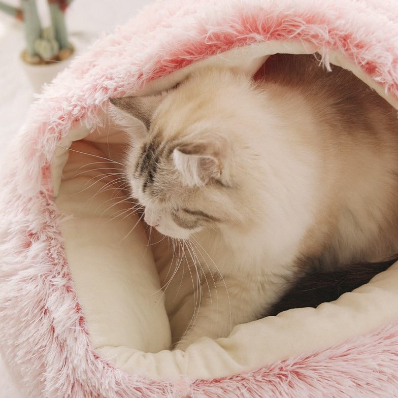 Nuopets Cat Bed Plush Warm Round Pet Bed