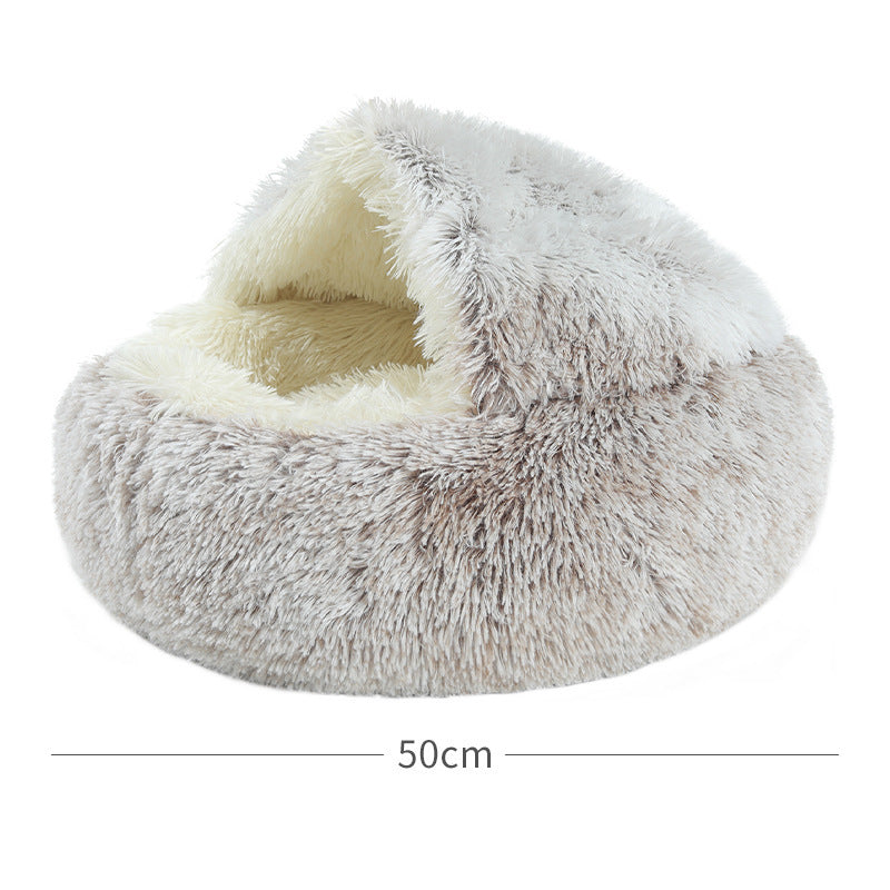 Nuopets Cat Bed Plush Warm Round Pet Bed