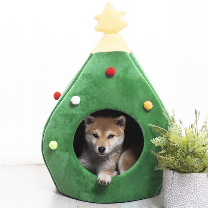 Nuopets Tree Pet House Puppy Cave Washable Cat Bed