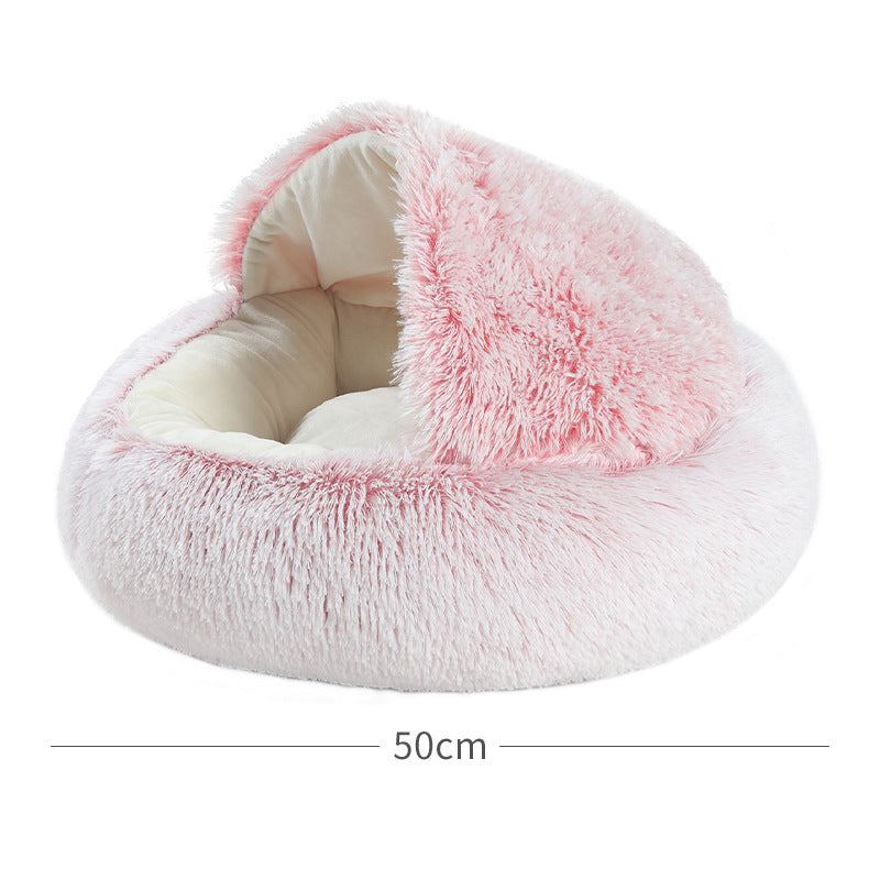 Nuopets Cat Bed Plush Warm Round Pet Bed