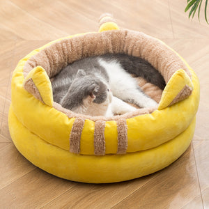 Nuopets Cat Bed House Cave Hooded with dangling cat toy ball