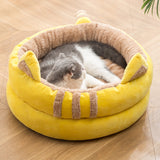 Nuopets Cat Bed House Cave Hooded with dangling cat toy ball