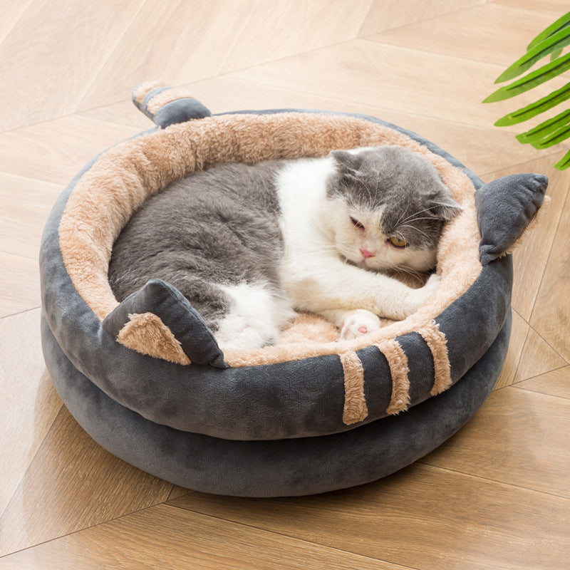 Nuopets Cat Bed House Cave Hooded with dangling cat toy ball