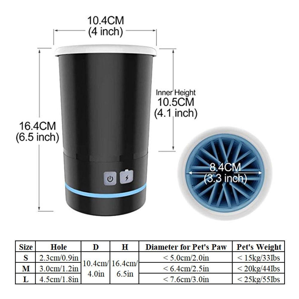 Automatic & Rechargeable 3 Sizes Pet Paw Washing Cup with Soft Rubber Brushes to Clean Dog's Paw - NuoPets