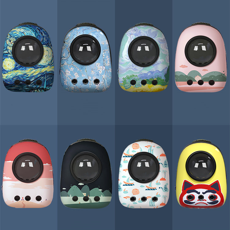 Nuopets pet backpack carrier bag portable with capsule oil painting series