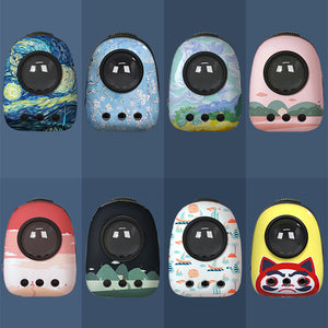 Nuopets pet backpack carrier bag portable with capsule oil painting series