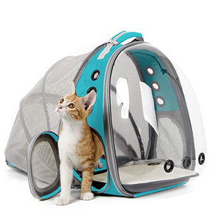 Back expandable cat backpack space capsule transparent pet carrier