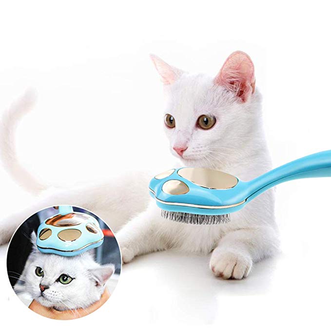 Cat Paw Grooming Comb, An Undercoat Pin Rake Brush for Pets' Hair Shedding - NuoPets