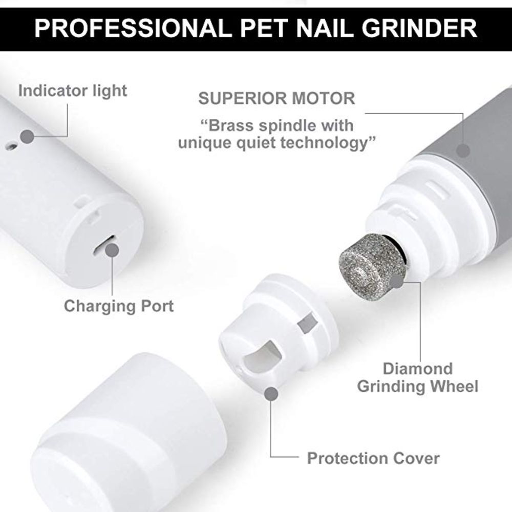 Portable Electric Dog Grooming, Trimming, Nail Grinder & Clipper Tool with USB Rechargeable Port - NuoPets