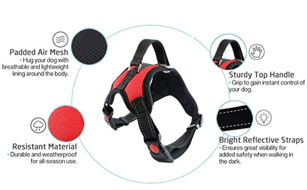 Dog Harness No-Pull Adjustable Outdoor Reflective Pet Vest Easy Control for Small Medium Large Dogs - NuoPets