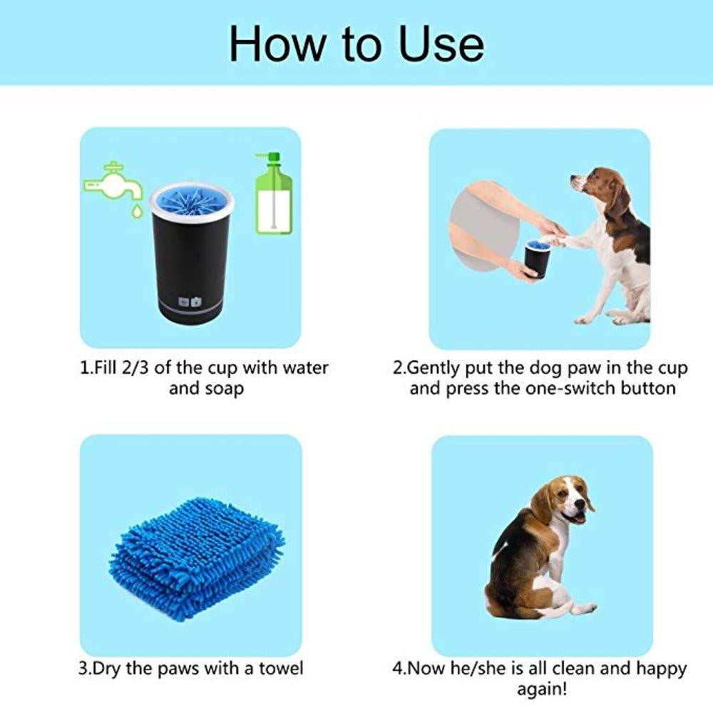Automatic & Rechargeable 3 Sizes Pet Paw Washing Cup with Soft Rubber Brushes to Clean Dog's Paw - NuoPets