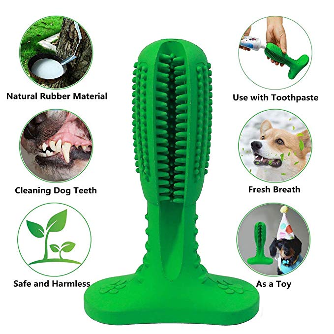 Effective Dog Toothbrush Stick Toy of Natural Rubber for Dental Care, Cleaning & Massaging - NuoPets