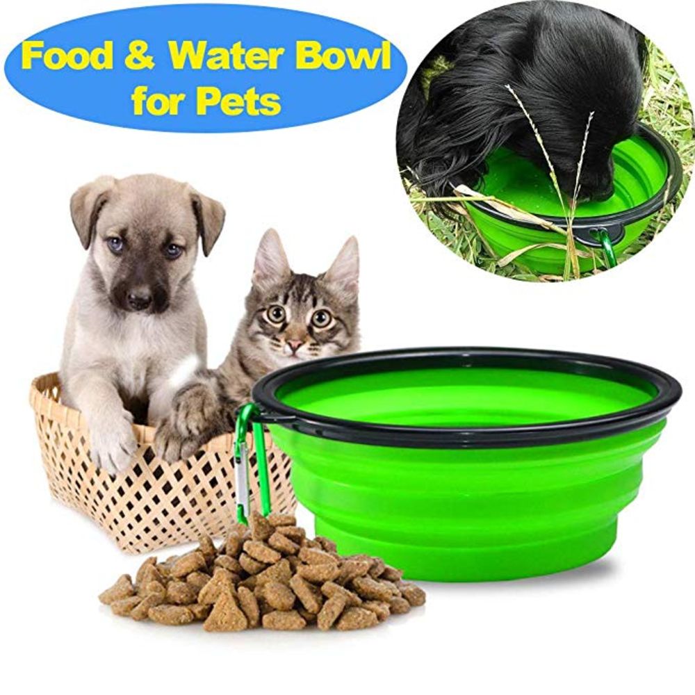 Collapsible Dog Bowl For Food & Water. A Fordable Travel Pet Bowl with Carabiners - NuoPets