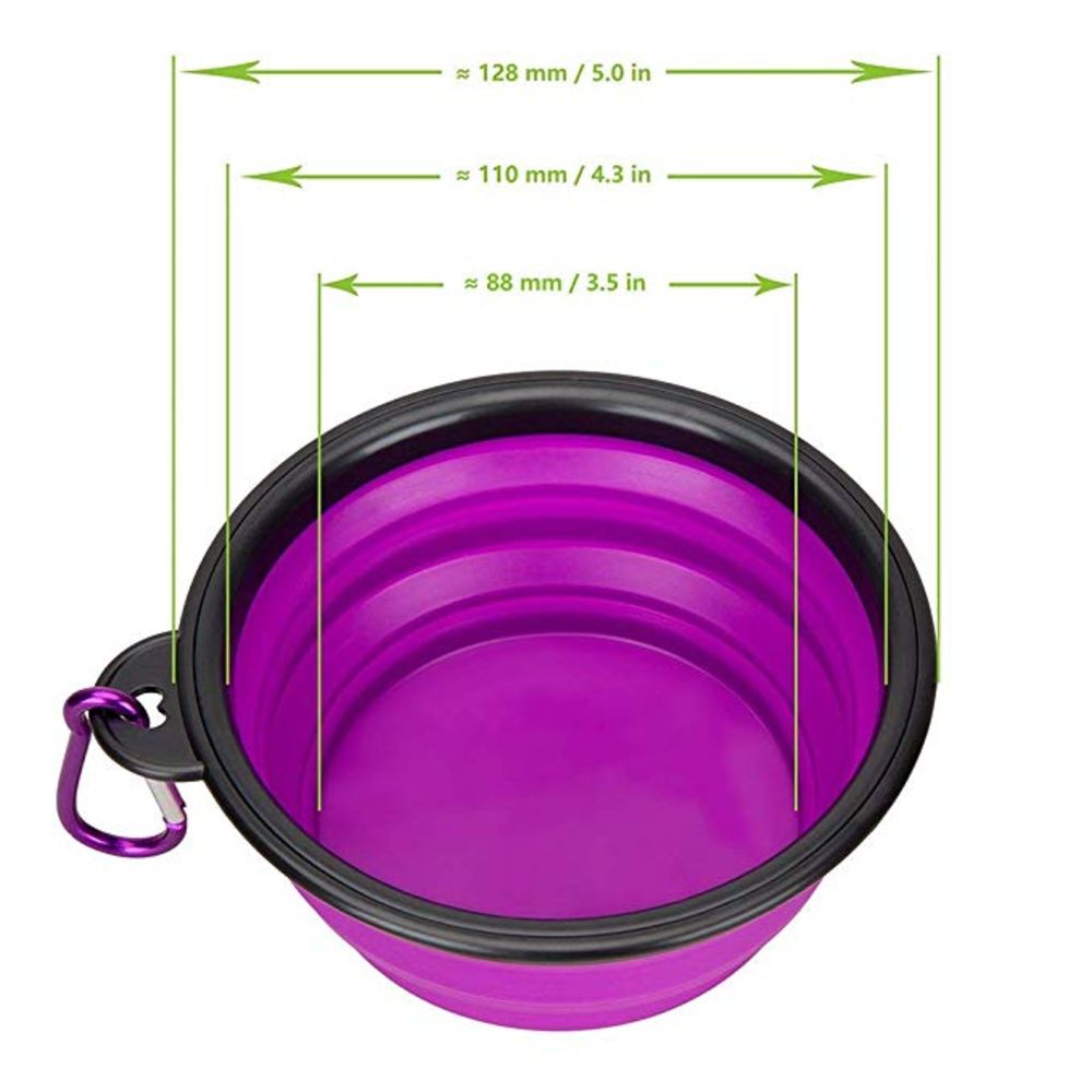 Collapsible Dog Bowl For Food & Water. A Fordable Travel Pet Bowl with Carabiners - NuoPets