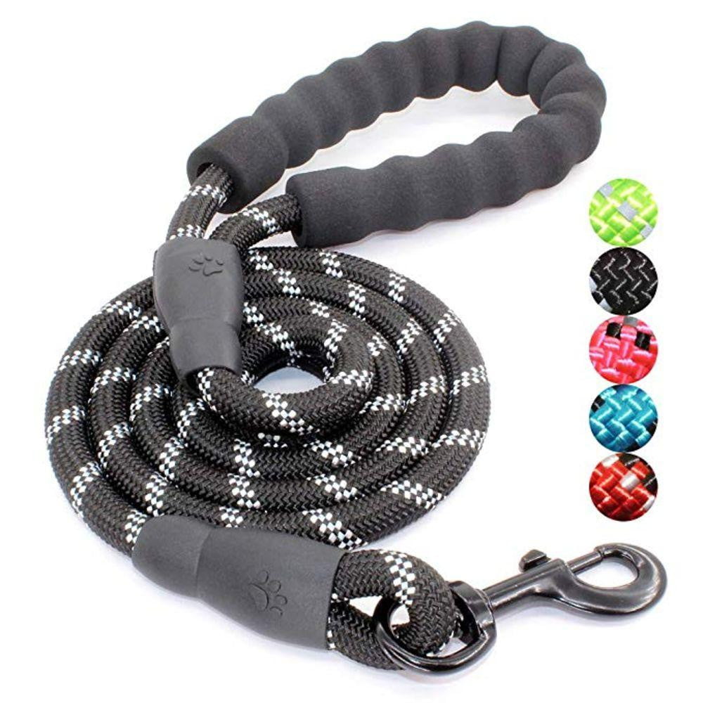 5ft Strong Dog Leash with Comfortable Padded Handle and Reflective Threads for Medium and Large Dogs - NuoPets
