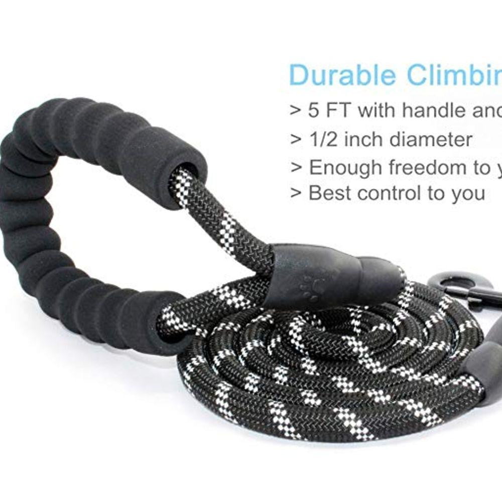 5ft Strong Dog Leash with Comfortable Padded Handle and Reflective Threads for Medium and Large Dogs - NuoPets