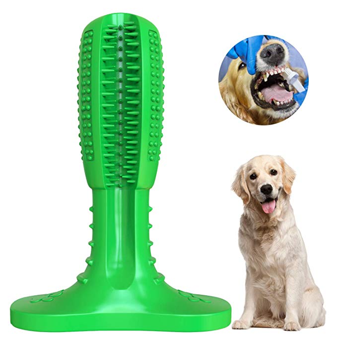Effective Dog Toothbrush Stick Toy of Natural Rubber for Dental Care, Cleaning & Massaging - NuoPets