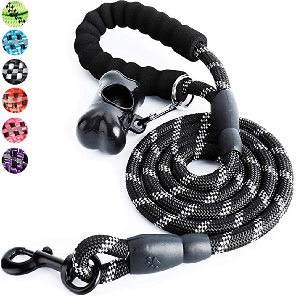 5ft Strong Dog Leash with Comfortable Padded Handle and Reflective Threads for Medium and Large Dogs - NuoPets