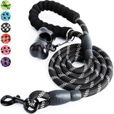 5ft Strong Dog Leash with Comfortable Padded Handle and Reflective Threads for Medium and Large Dogs - NuoPets