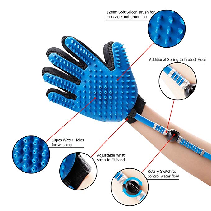 Pet Grooming Shower Bathing Spray Gloves for Dogs & Cats, Compatible with Outdoor Hose & Bath Tub - NuoPets