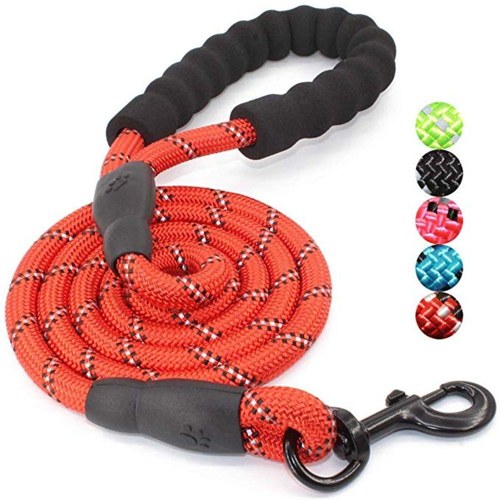5ft Strong Dog Leash with Comfortable Padded Handle and Reflective Threads for Medium and Large Dogs - NuoPets