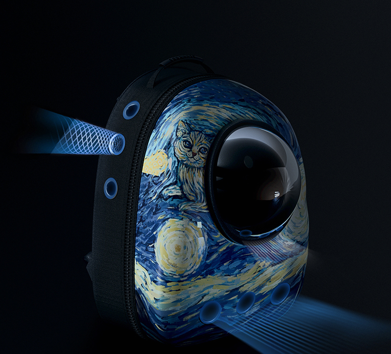 Nuopets pet backpack carrier bag portable with capsule oil painting series