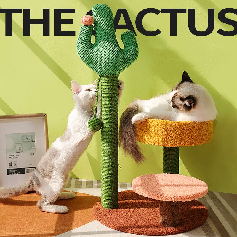 Cactus cat scratching post with sisal rope cat nest tree house