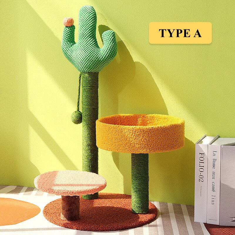 Cactus cat scratching post with sisal rope cat nest tree house