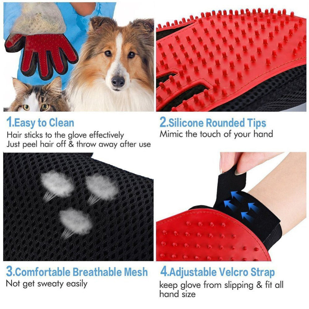 Pet Dog Hair Brush Comb Glove For Pet Cleaning Massage (1 pair)