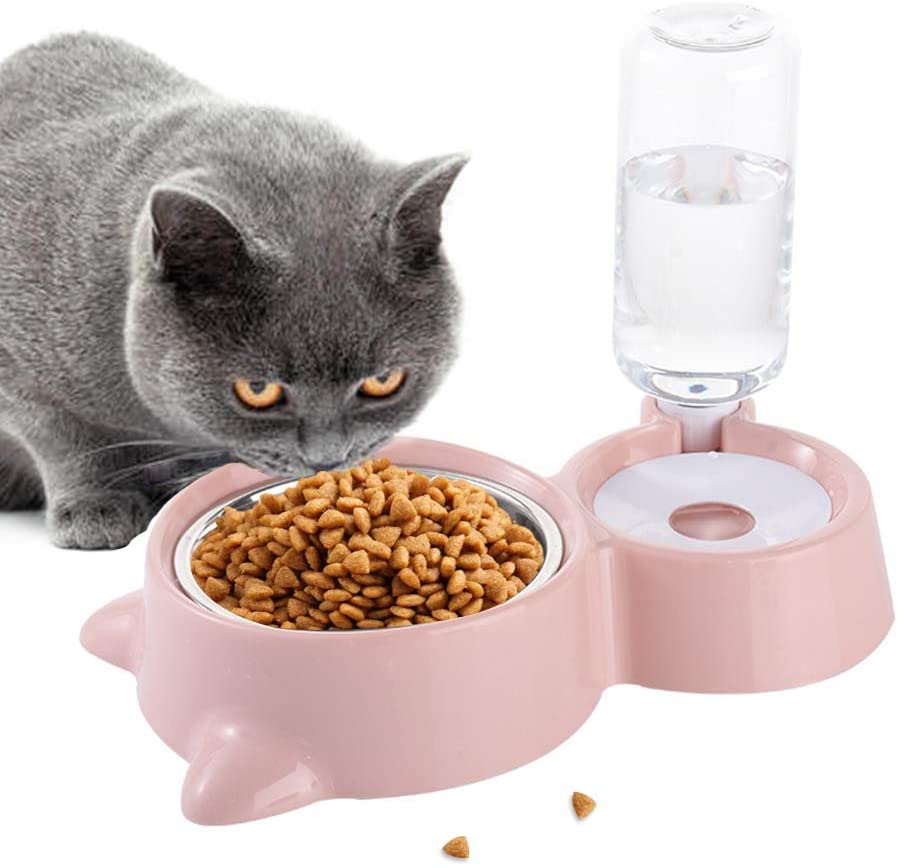 Dog Cat Bowls Water and Food Bowl Set with Detachable Stainless Steel Bowl