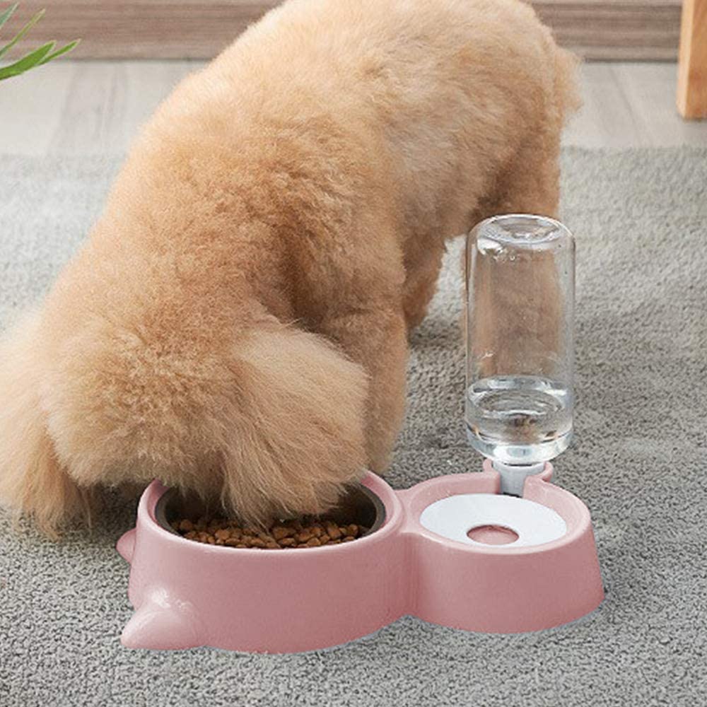 Dog Cat Bowls Water and Food Bowl Set with Detachable Stainless Steel Bowl