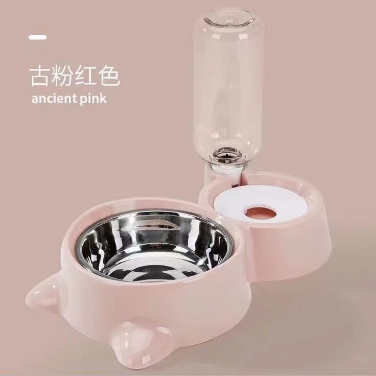 Dog Cat Bowls Water and Food Bowl Set with Detachable Stainless Steel Bowl