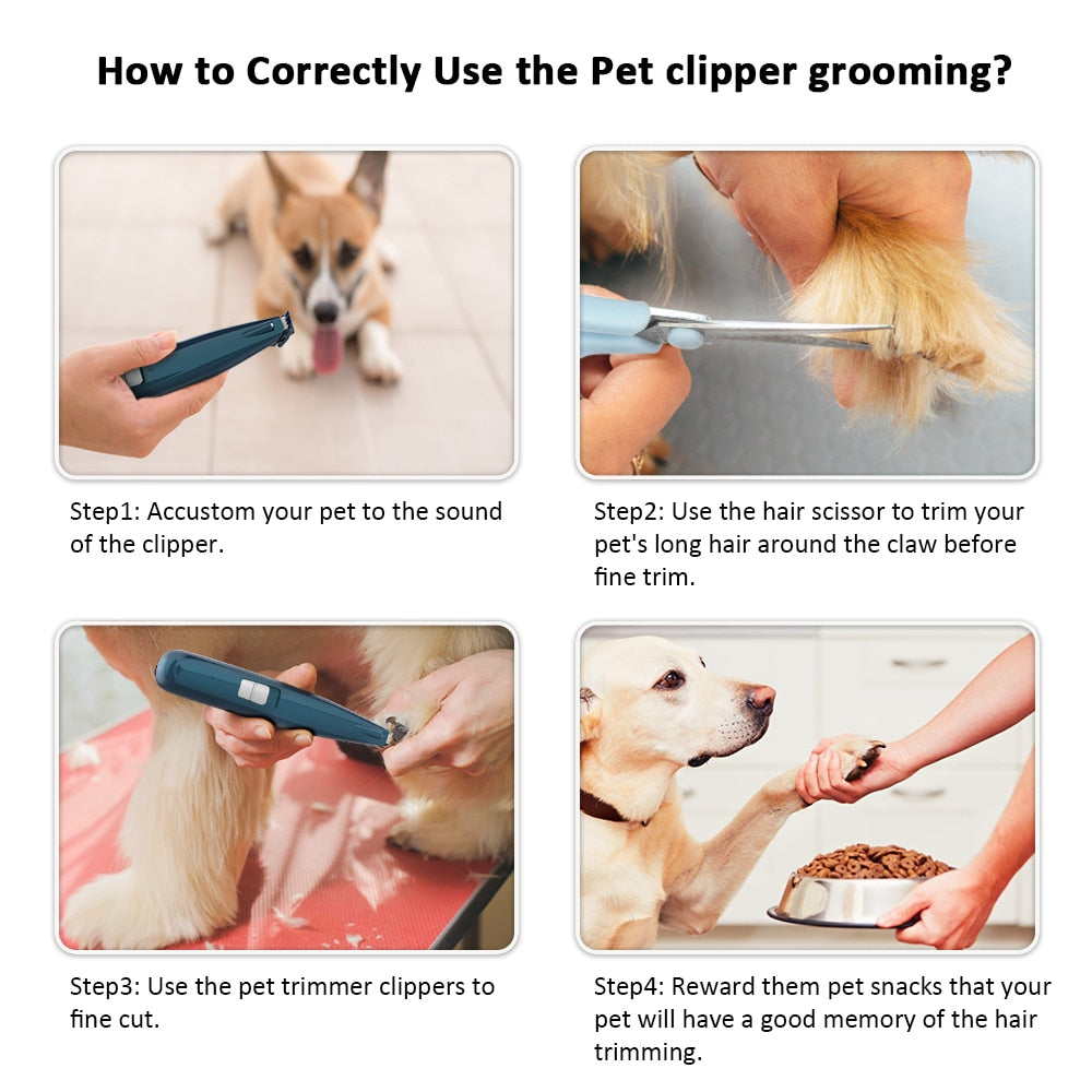 Pet grooming clippers cordless cat and small dogs clipper low noise electric pet trimmer