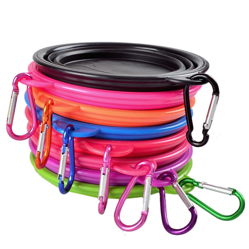 Collapsible Dog Bowl For Food & Water. A Fordable Travel Pet Bowl with Carabiners - NuoPets