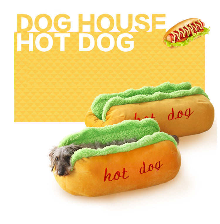 Nuopets Hot Dog Bed Dog Kennel Mat Warm Soft Bed