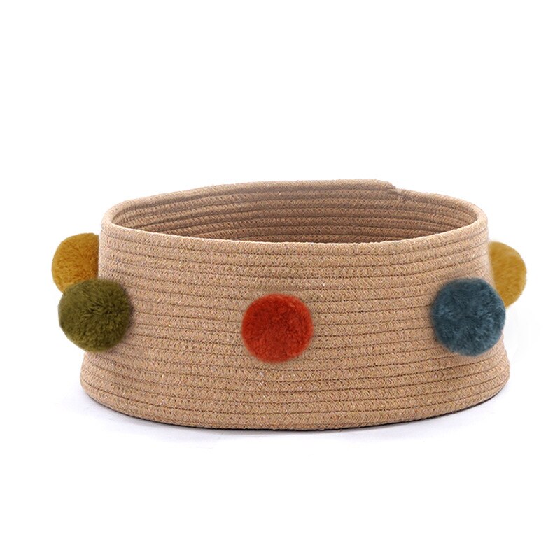 Home Cotton with velvet Universal Round Cat Bed Basket Nest Cotton Rope