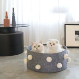 Home Cotton with velvet Universal Round Cat Bed Basket Nest Cotton Rope Woven