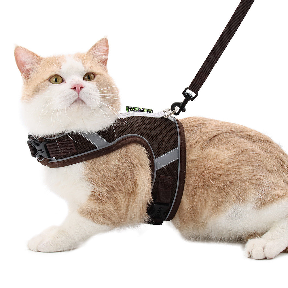 Pet Dog Cat harness Mesh Air-breathable Chest Strap With Leash