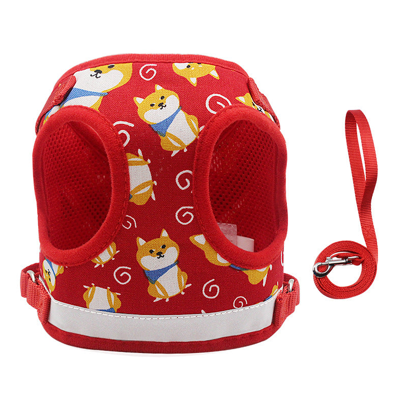 Shiba Inu pattern Dog leash reflective pet collar 1.5m