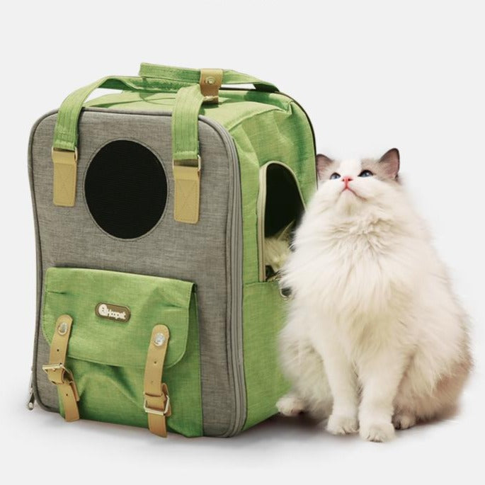 Nuopets Cat Carrier Bag Portable Canvas Backpack
