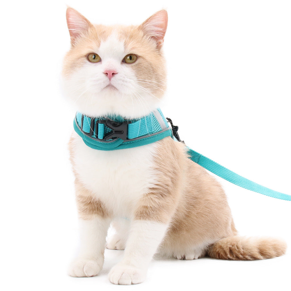 Pet Dog Cat harness Mesh Air-breathable Chest Strap With Leash