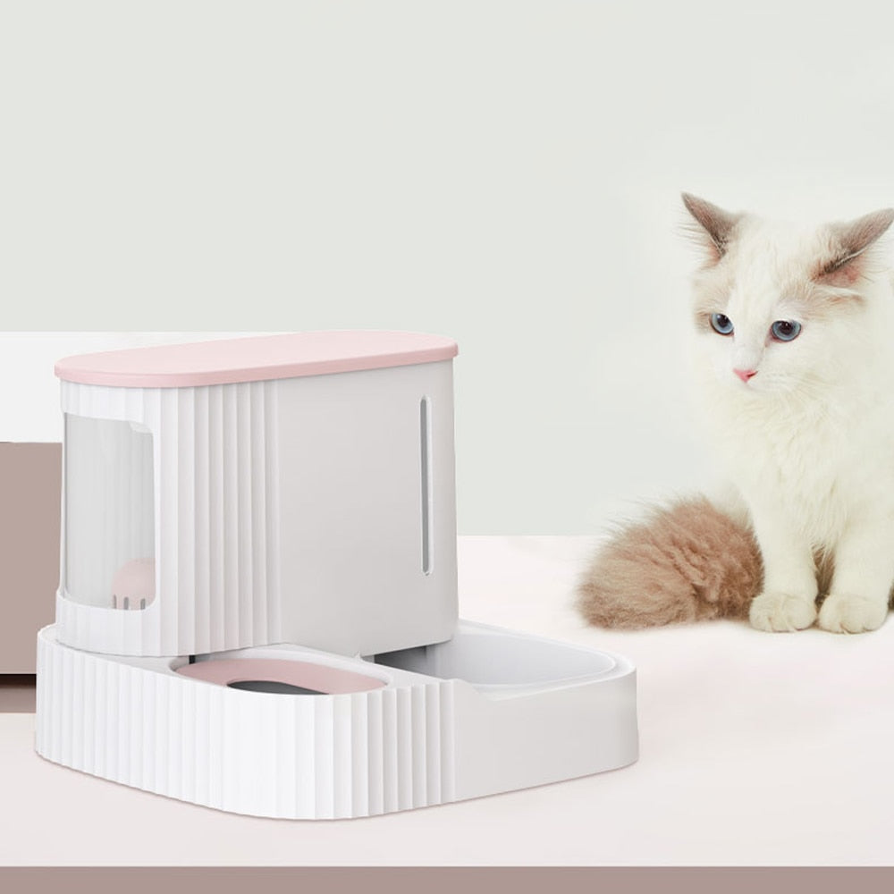 Pet Cat Bowl Feeder Bowls Kitten Automatic Food Drinking Fountain 3L