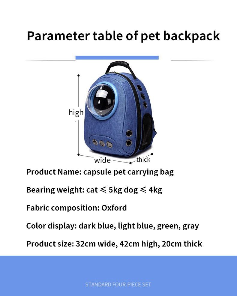Pet cat carrier bag breathable outdoor pet backpack with bubble portable