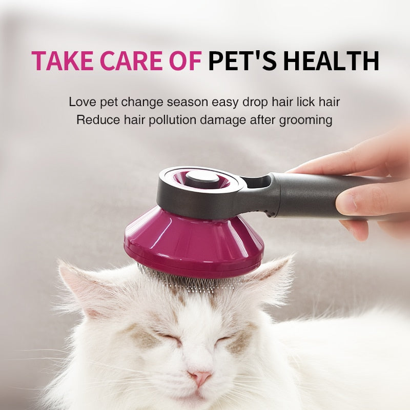 Pet Hair Remover Brush Cat Grooming Comb Effectively Self Cleaning