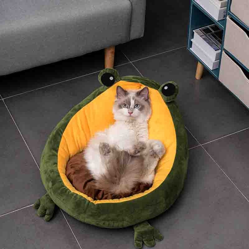 Pet Cat Dog Bed House for Cats Indoor Warm Frog Small Dog Sleep Mat