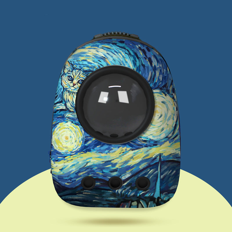 Nuopets pet backpack carrier bag portable with capsule oil painting series