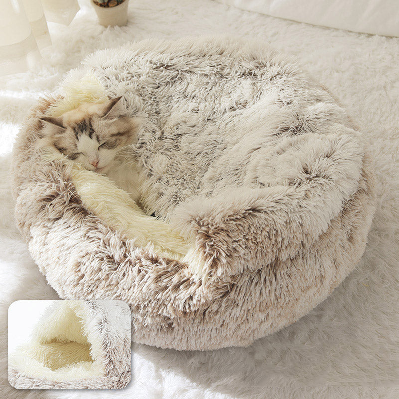 Nuopets Cat Bed Plush Warm Round Pet Bed