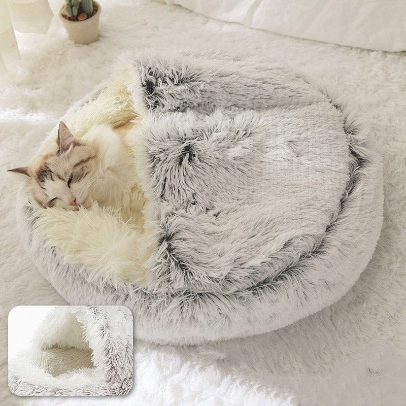 Nuopets Cat Bed Plush Warm Round Pet Bed