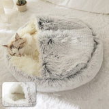 Nuopets Cat Bed Plush Warm Round Pet Bed